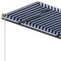 Tenda da Sole Retrattile Manuale con Pali 3,5x2,5m Blu e Bianca Tenda da Sole Retrattile Manuale con Pali 3,5x2,5m Blu e Bianca