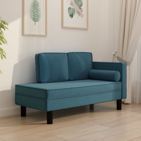 vidaXL Sdraio con Cuscini e Capezzale Blu in Velluto
