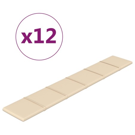 vidaXL Pannelli Murali 12 pz Crema 90x15 cm Tessuto 1,62 m²