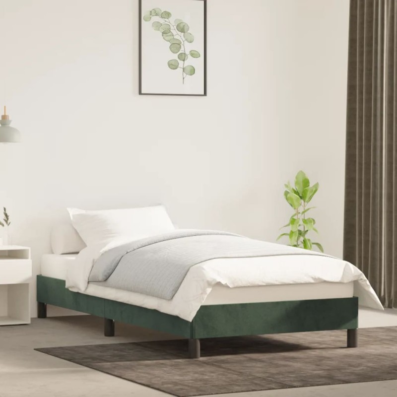 vidaXL Giroletto senza Materasso Verde Scuro 90x190 cm in Velluto vidaXL Giroletto senza Materasso Verde Scuro 90x190 cm in Velluto