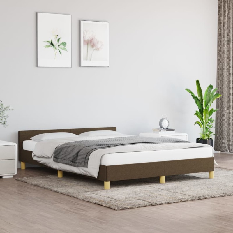 vidaXL Giroletto con Testiera Grigio Scuro 140x190 cm in Tessuto vidaXL Giroletto con Testiera Grigio Scuro 140x190 cm in Tessuto