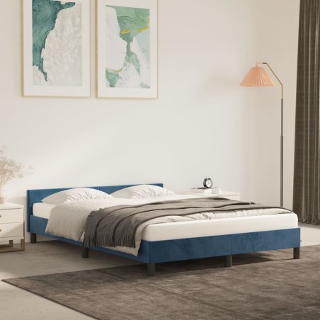 vidaXL Giroletto con Testiera Blu Scuro 140x190 cm in Velluto