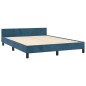 vidaXL Giroletto con Testiera Blu Scuro 140x190 cm in Velluto vidaXL Giroletto con Testiera Blu Scuro 140x190 cm in Velluto