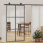 vidaXL Porta Scorrevole in Vetro ESG e Alluminio 102x205 cm Nera vidaXL Porta Scorrevole in Vetro ESG e Alluminio 102x205 cm Nera