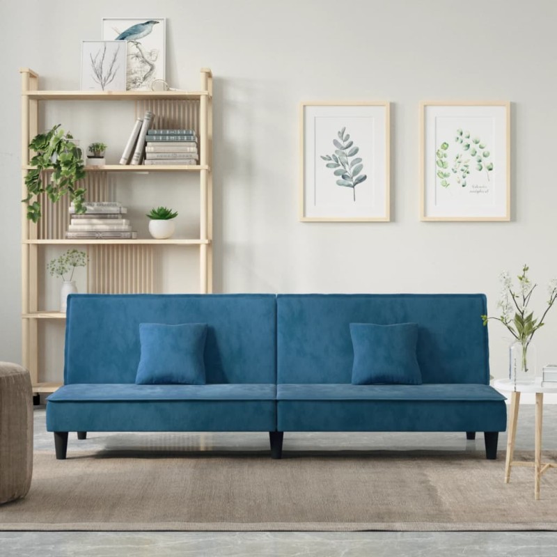 vidaXL Divano Letto Blu in Velluto vidaXL Divano Letto Blu in Velluto
