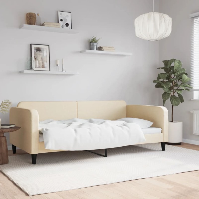vidaXL Letto da Giorno Crema 100x200 cm in Tessuto vidaXL Letto da Giorno Crema 100x200 cm in Tessuto