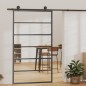 vidaXL Porta Scorrevole in Vetro ESG e Alluminio 102x205 cm Nera vidaXL Porta Scorrevole in Vetro ESG e Alluminio 102x205 cm Nera