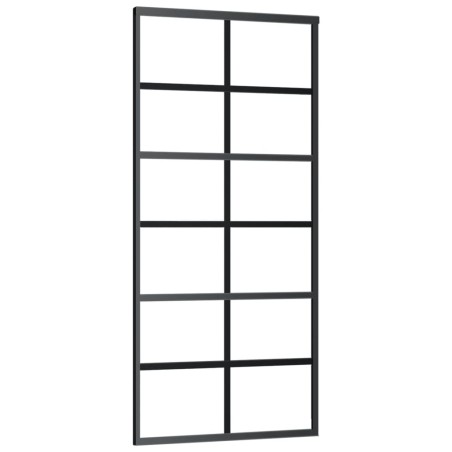 vidaXL Porta Scorrevole in Vetro ESG e Alluminio 90x205 cm Nera