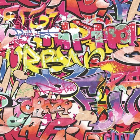 Good Vibes Carta da Parati Graffiti Rosa e Arancione