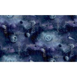 Good Vibes Carta da Parati Galaxy Planets and Text Nera e Viola