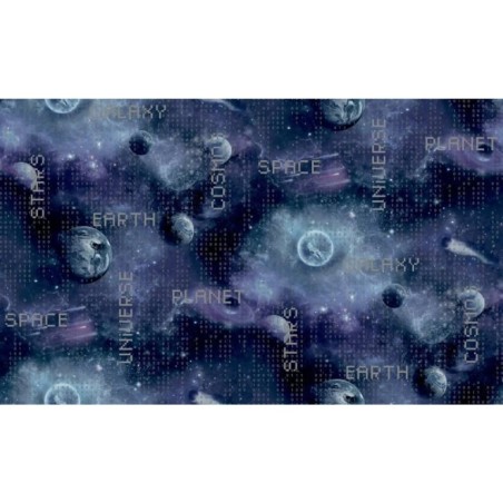 Good Vibes Carta da Parati Galaxy Planets and Text Nera e Viola
