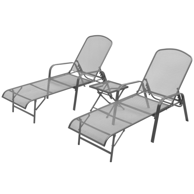 vidaXL Lettini Prendisole 2 pz con Tavolino in Acciaio Antracite vidaXL Lettini Prendisole 2 pz con Tavolino in Acciaio Antracite