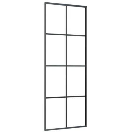 vidaXL Porta Scorrevole Nera 76x205 cm in Vetro ESG e Alluminio