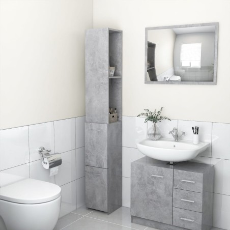 vidaXL Armadio da Bagno Grigio Cemento 25x25x170 cm in Truciolato