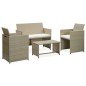 vidaXL Set Divani da Giardino 4 pz con Cuscini in Polyrattan Beige vidaXL Set Divani da Giardino 4 pz con Cuscini in Polyrattan Beige