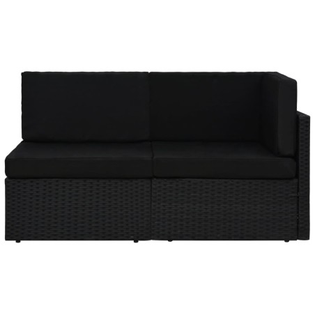 vidaXL Divano Modulare a 2 Posti in Polyrattan Nero