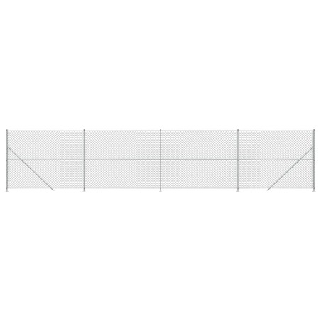 vidaXL Recinzione a Rete con Flangia Argento 2,2x10 m