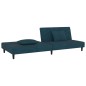 vidaXL Divano Letto a 2 Posti con 2 Cuscini Blu in Velluto vidaXL Divano Letto a 2 Posti con 2 Cuscini Blu in Velluto