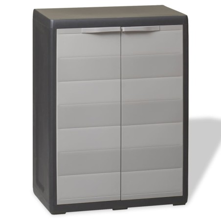 vidaXL Armadietto da Giardino con 1 Ripiano Nero e Grigio