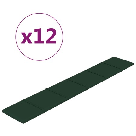vidaXL Pannelli Murali 12 pz Verde Scuro 90x15 cm Tessuto 1,62 m²