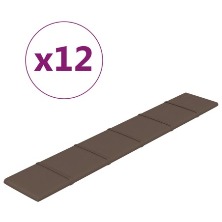 vidaXL Pannelli Murali 12 pz Tortora 90x15 cm Tessuto 1,62 m²