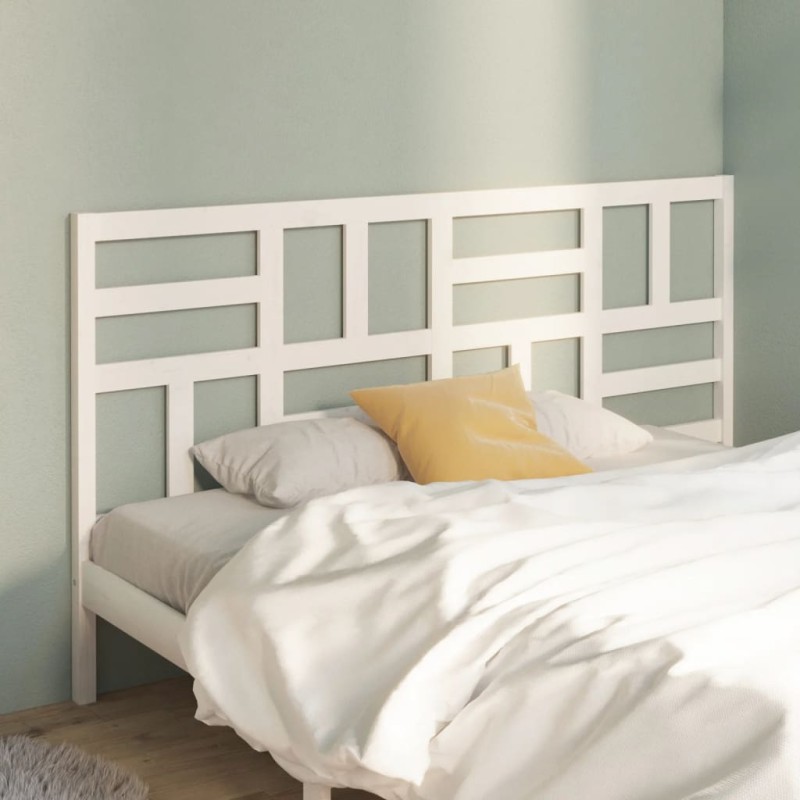 Testiera per Letto Bianca 186x4x104cm in Legno Massello di Pino Testiera per Letto Bianca 186x4x104cm in Legno Massello di Pino