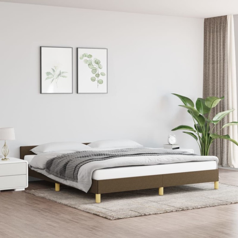 vidaXL Giroletto con Testiera Marrone Scuro 160x200 cm in Tessuto vidaXL Giroletto con Testiera Marrone Scuro 160x200 cm in Tessuto
