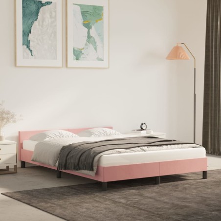 vidaXL Giroletto con Testiera Rosa 140x200 cm in Velluto