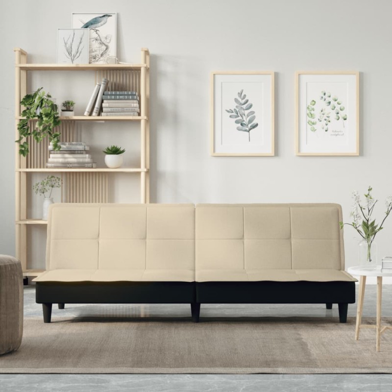 vidaXL Divano Letto Crema in Tessuto vidaXL Divano Letto Crema in Tessuto