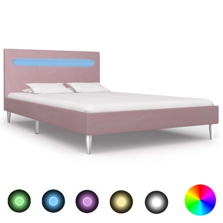 vidaXL Giroletto con Luci LED Rosa in Tessuto 120x200 cm
