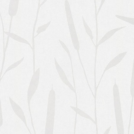 Topchic Carta da Parati Reed Plumes Bianco Metallizzato