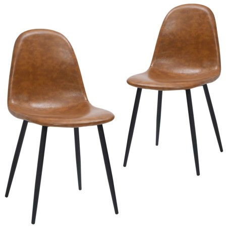 vidaXL Sedie da pranzo 2 pz 45x54,5x87 cm Marrone Lucido in Similpelle