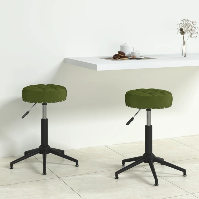 vidaXL Sedie da Pranzo Girevoli 2 pz Verde Chiaro in Velluto vidaXL Sedie da Pranzo Girevoli 2 pz Verde Chiaro in Velluto