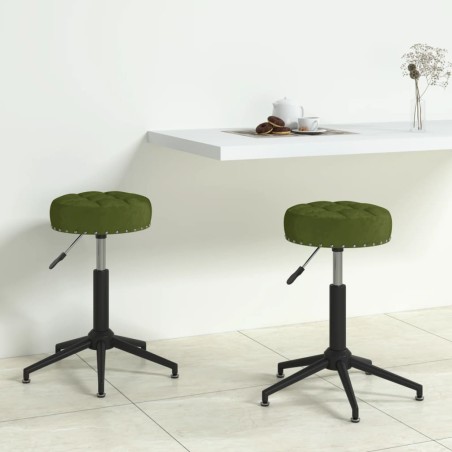 vidaXL Sedie da Pranzo Girevoli 2 pz Verde Chiaro in Velluto