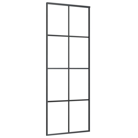 vidaXL Porta Scorrevole in Alluminio e Vetro ESG 76x205 cm Nera