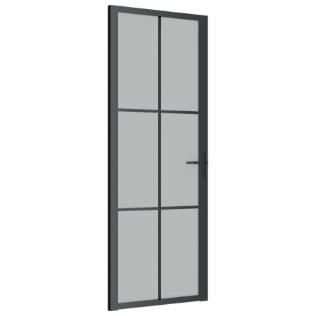 vidaXL Porta Interna 76x201,5 cm Nero Opaco Vetro e Alluminio