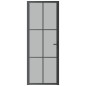 vidaXL Porta Interna 76x201,5 cm Nero Opaco Vetro e Alluminio
