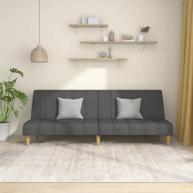 vidaXL Divano Letto a 2 Posti Grigio Scuro in Tessuto vidaXL Divano Letto a 2 Posti Grigio Scuro in Tessuto