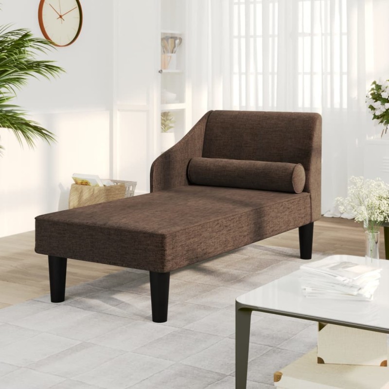 vidaXL Sdraio con Capezzale Marrone Scuro in Tessuto vidaXL Sdraio con Capezzale Marrone Scuro in Tessuto