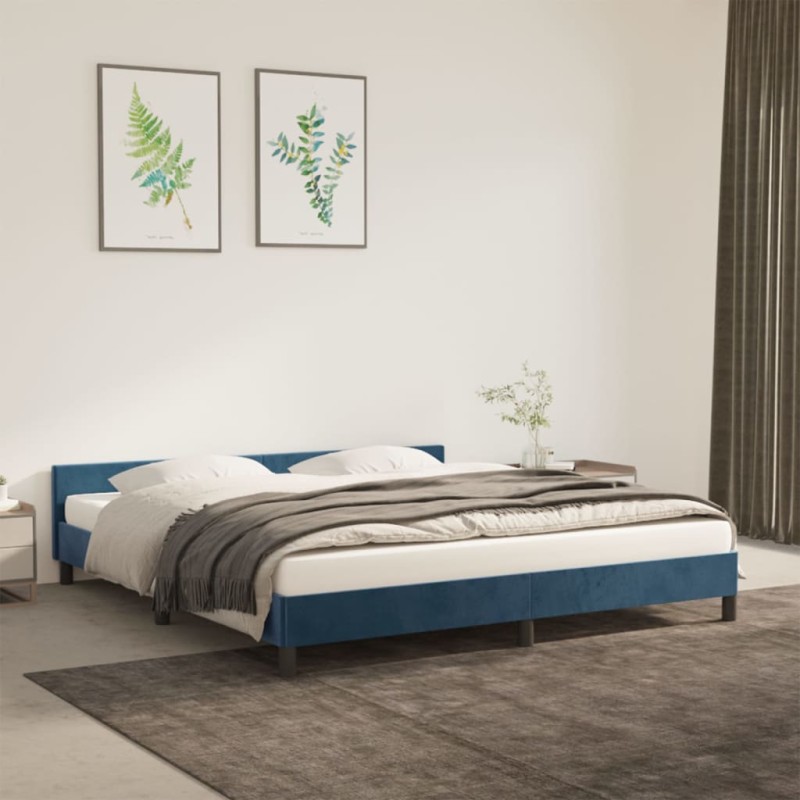 vidaXL Giroletto con Testiera Blu Scuro 160x200 cm in Velluto