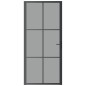 vidaXL Porta Interna 93x201,5 cm Nera in Vetro ESG e Alluminio