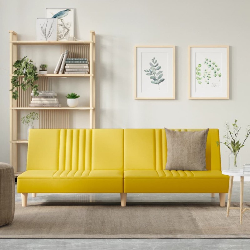 vidaXL Divano Letto Giallo Chiaro in Tessuto vidaXL Divano Letto Giallo Chiaro in Tessuto
