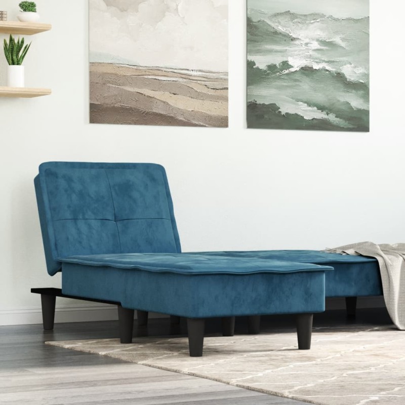 vidaXL Chaise Longue in Velluto Blu vidaXL Chaise Longue in Velluto Blu