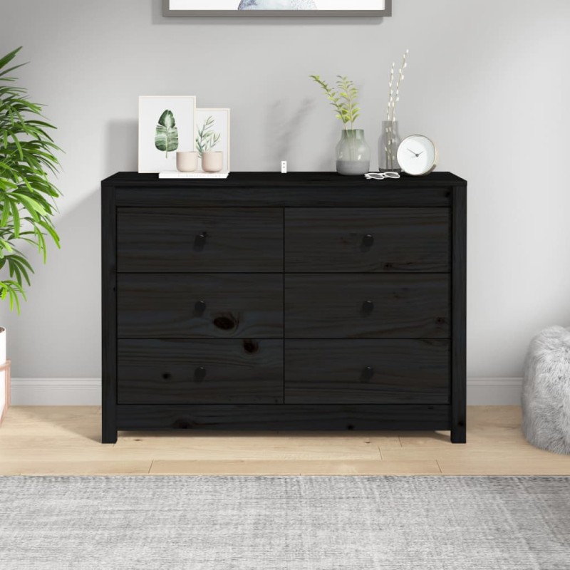 Armadietto Miele Nero 100x40x72 cm in Legno Massello di Pino