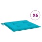 vidaXL Cuscini per Sedia da Giardino 6 pz Turchese 50x50x3 cm Tessuto