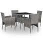vidaXL Set Mobili da Pranzo per Giardino 5pz Grigio Polyrattan e Vetro vidaXL Set Mobili da Pranzo per Giardino 5pz Grigio Polyrattan e Vetro