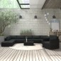 vidaXL Set Divani da Giardino 11 pz con Cuscini in Polyrattan Nero vidaXL Set Divani da Giardino 11 pz con Cuscini in Polyrattan Nero