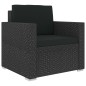 vidaXL Set Divani da Giardino 11 pz con Cuscini in Polyrattan Nero vidaXL Set Divani da Giardino 11 pz con Cuscini in Polyrattan Nero