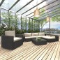 vidaXL Set Divani da Giardino 8 pz con Cuscini in Polyrattan Nero vidaXL Set Divani da Giardino 8 pz con Cuscini in Polyrattan Nero