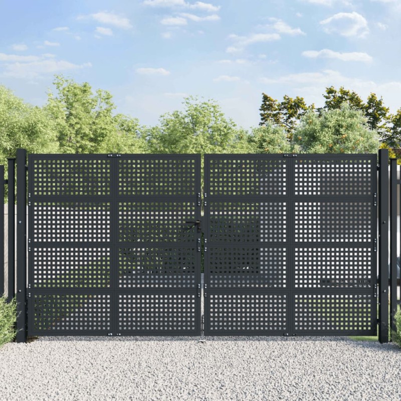 vidaXL Cancello Giardino Antracite 400x225 cm in Acciaio